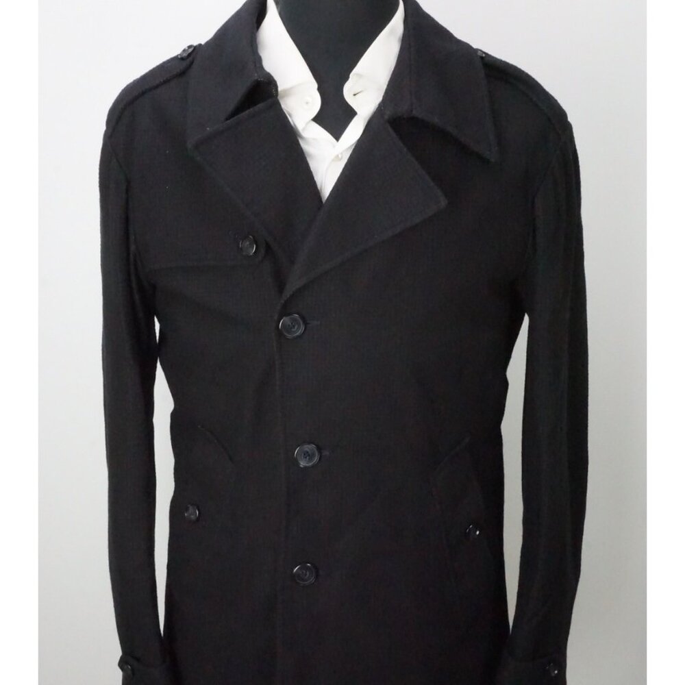 Isaia Napoli Dark Blue Woven Cashmere Blend Overcoat Sz 38R BRAND NEW